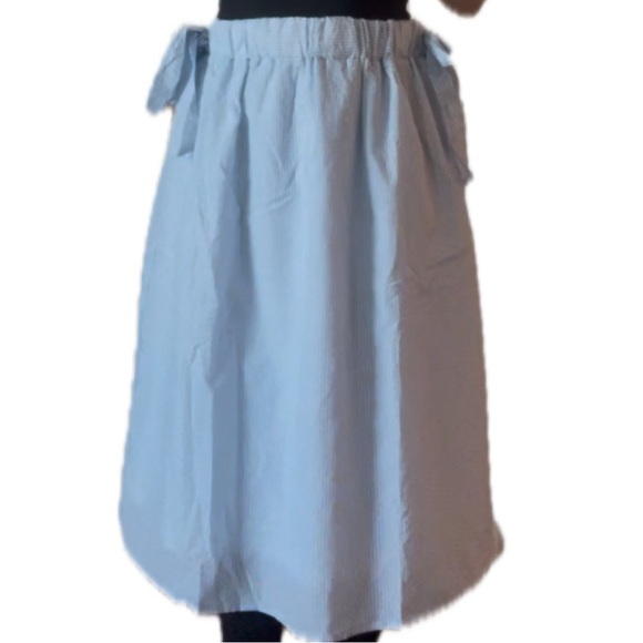 After Market Blue and White Striped Skirt with Bows on sides - Picture 2 of 6